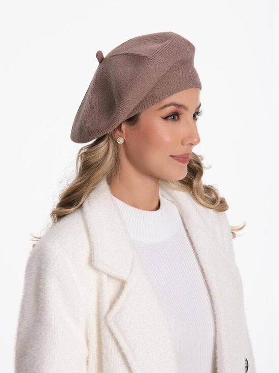 Women\'s French Style Double Layer Warm and Soft Knitted Beanie Hat Camel main image 6
